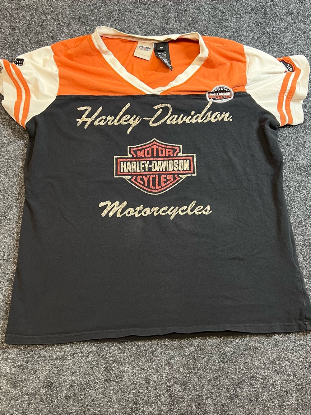 Harley-Davidson Women’s 1W Black Orange Moto Graphic Patch Tee